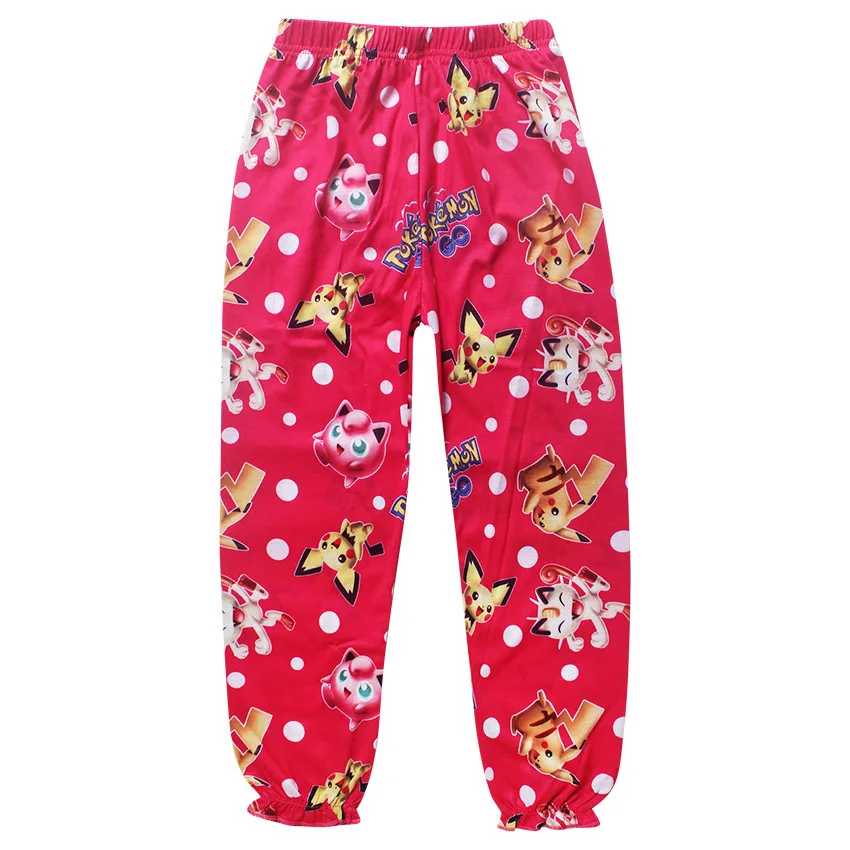 Весенне-летний Пижамный костюм для девочек Хлопковая пижама с длинными рукавами и рисунком+ пижама с покемоном «go» Комплект для сна