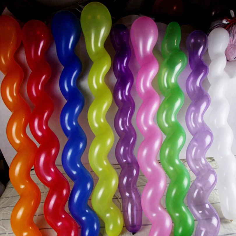 100Pcs Screw Twisted Latex Balloon Spiral Thickening Long Balloon Bar KTV Party Supplies Strip Shape Balloon Inflatable Toys