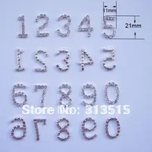 M0428) 11 мм x 21 мм со стразами номер 0-9,100 шт./лот, серебрение
