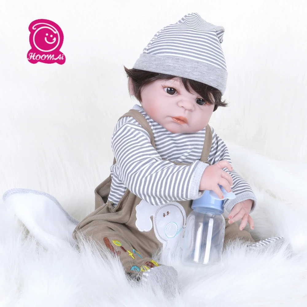 

55 CM Doll Reborn Handmade Soft Vinyl BeBe Reborn for boy 22 Inch Reborn Babies Dolls Kids brithday gifts brinquedos bathe toy