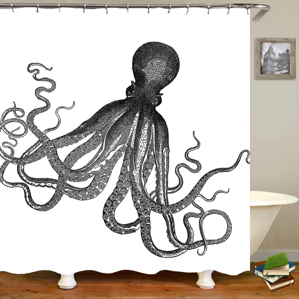 Novelty Black Blue Octopus Shower Curtain Scary Funny Octopus Bathroom Curtains Ocean Animal Printed Bathroom Decor Cool Gifts Shower Curtains Aliexpress