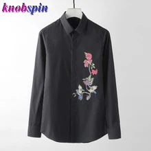 Брендовая деловая Мужская рубашка модная футболка с длинными рукавами и вышивкой повседневные мужские рубашки больших размеров 4XL 48