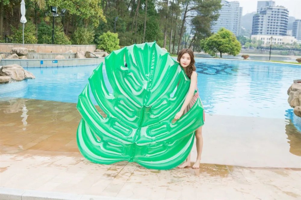 New design adult swimming pool water toys green leaves leaf tube accessories tube rafting water toys (5)