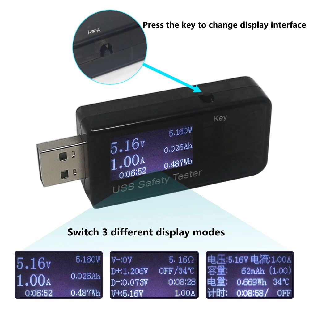 3 V-30 V ЖК-дисплей USB Напряжение ток детектор мобильный Мощность USB Зарядное устройство вольтметр мощность амперметра тестер