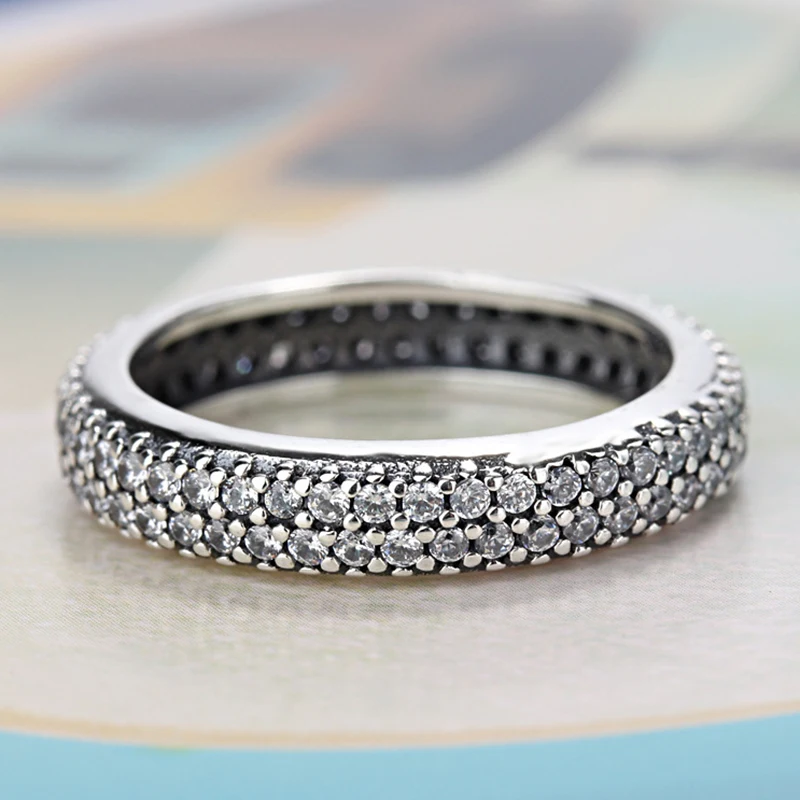 

Silver Color Inspiration Within Stackable Zircon Pandora Ring Compatible Fashion Jewelry Wedding Rings For Women Accessories