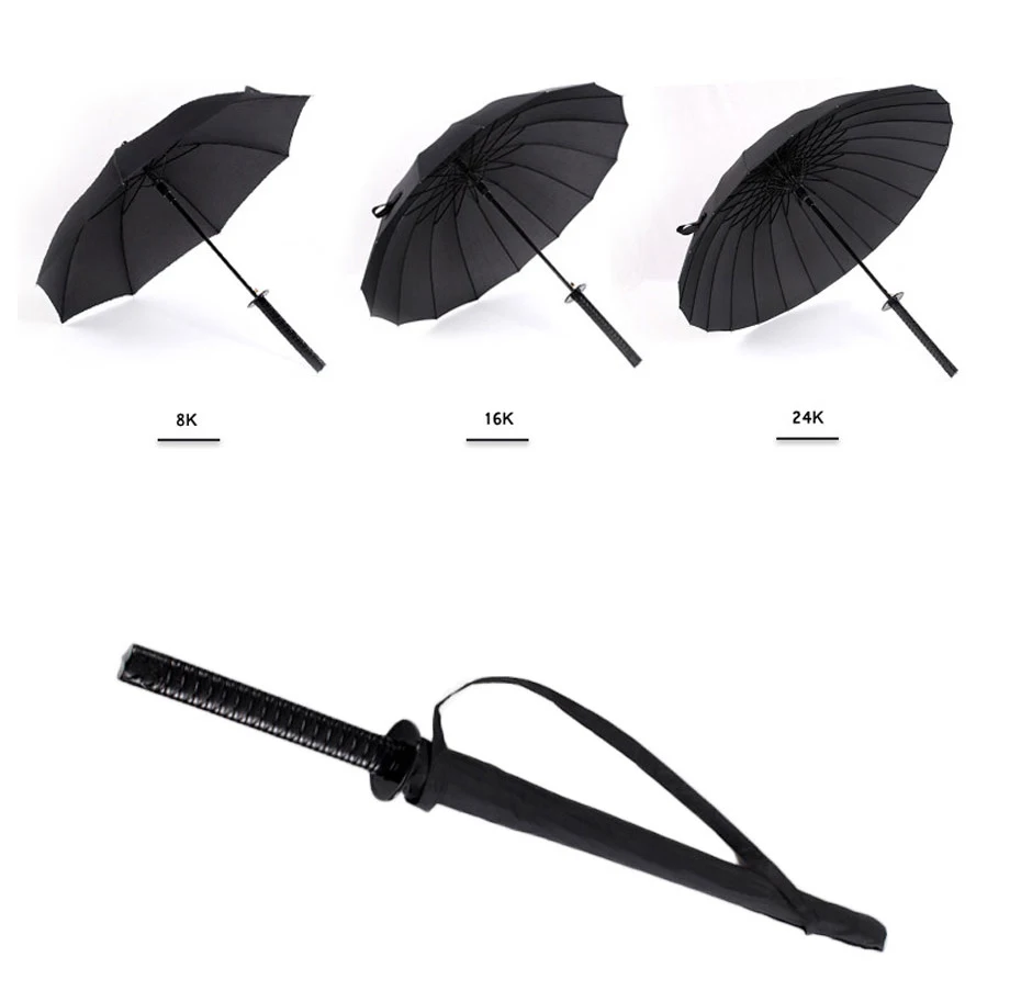 

FKY Long Handle Large Windproof Samurai Sword Umbrella Japanese Ninja-like Sun Rain Straight Umbrella Manual Open 005
