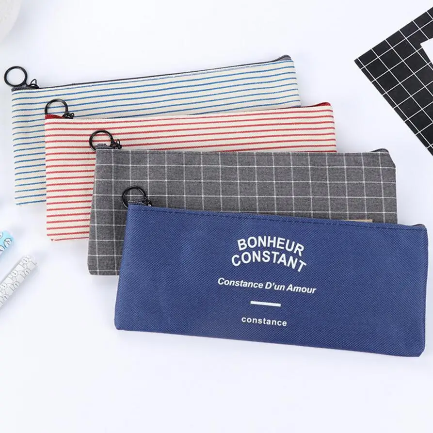 New Creative Vintage Striped Canvas Pencil Cases Makeup Cosmetic Pounch