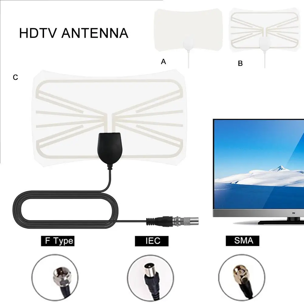 Комнатная цифровая HDTV антенна ЕС/США 1080P усиленный Диапазон 80 миль 4K HD VHF UHF Freeview