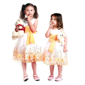 

2020 Formal Girl Dresses Child Yellow Wedding Princess Vestidos Kids Cloth For Girls Of 2 3 4 Years Old AKF164073