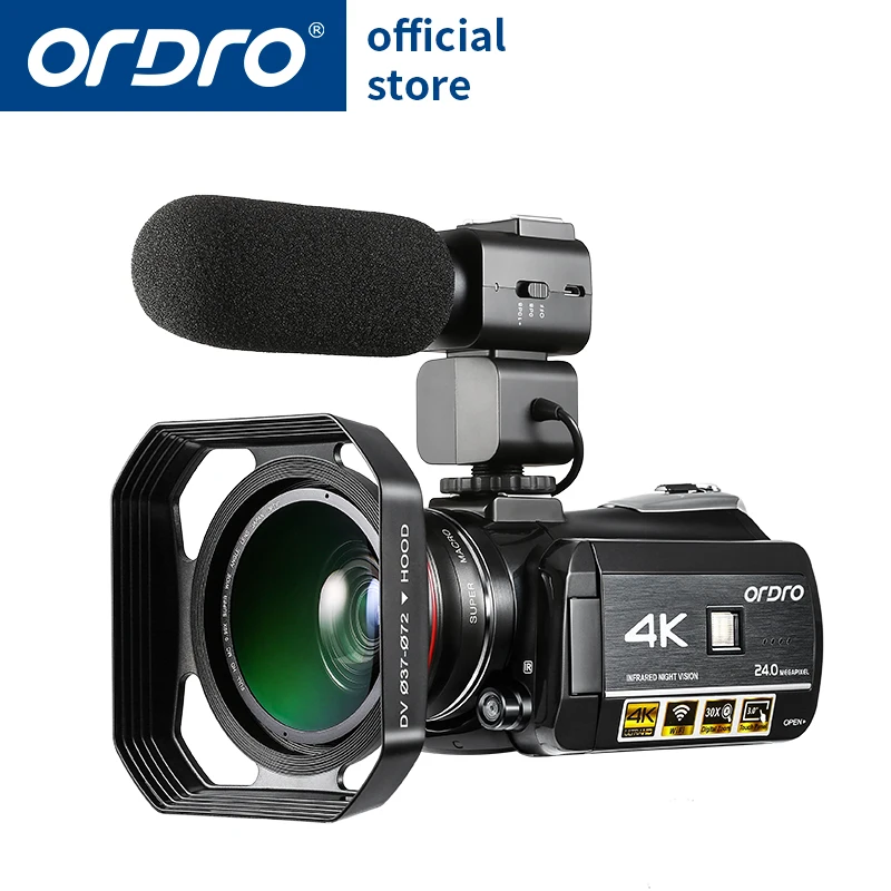 

Ordro AC3 4K Camcorder WiFi Video Camera(1080P 60FPS,30X Digital Zoom, 3.1 Inch IPS Touch Screen,Infrared Night Vision)-Black
