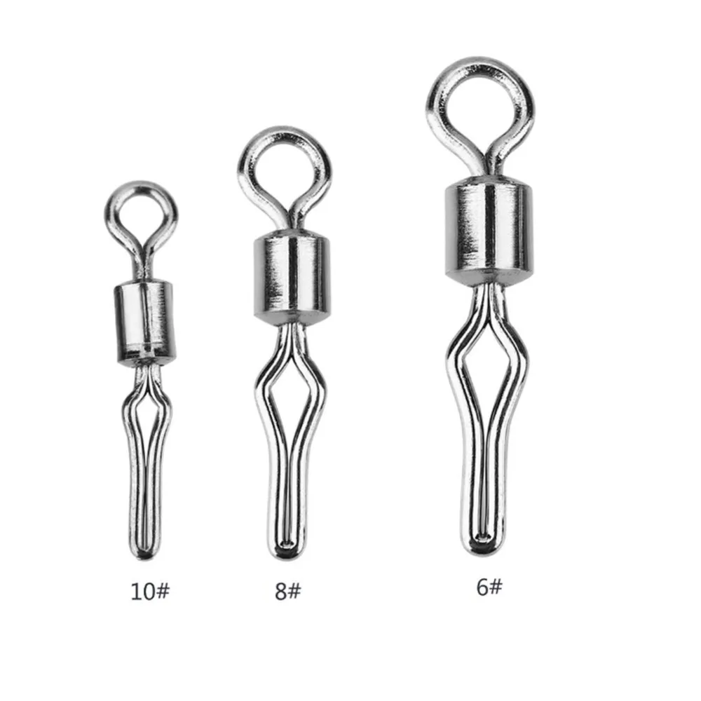 100pcs Stainless Steel Fishing Swivels Durable Snap Fishing Hook Lure