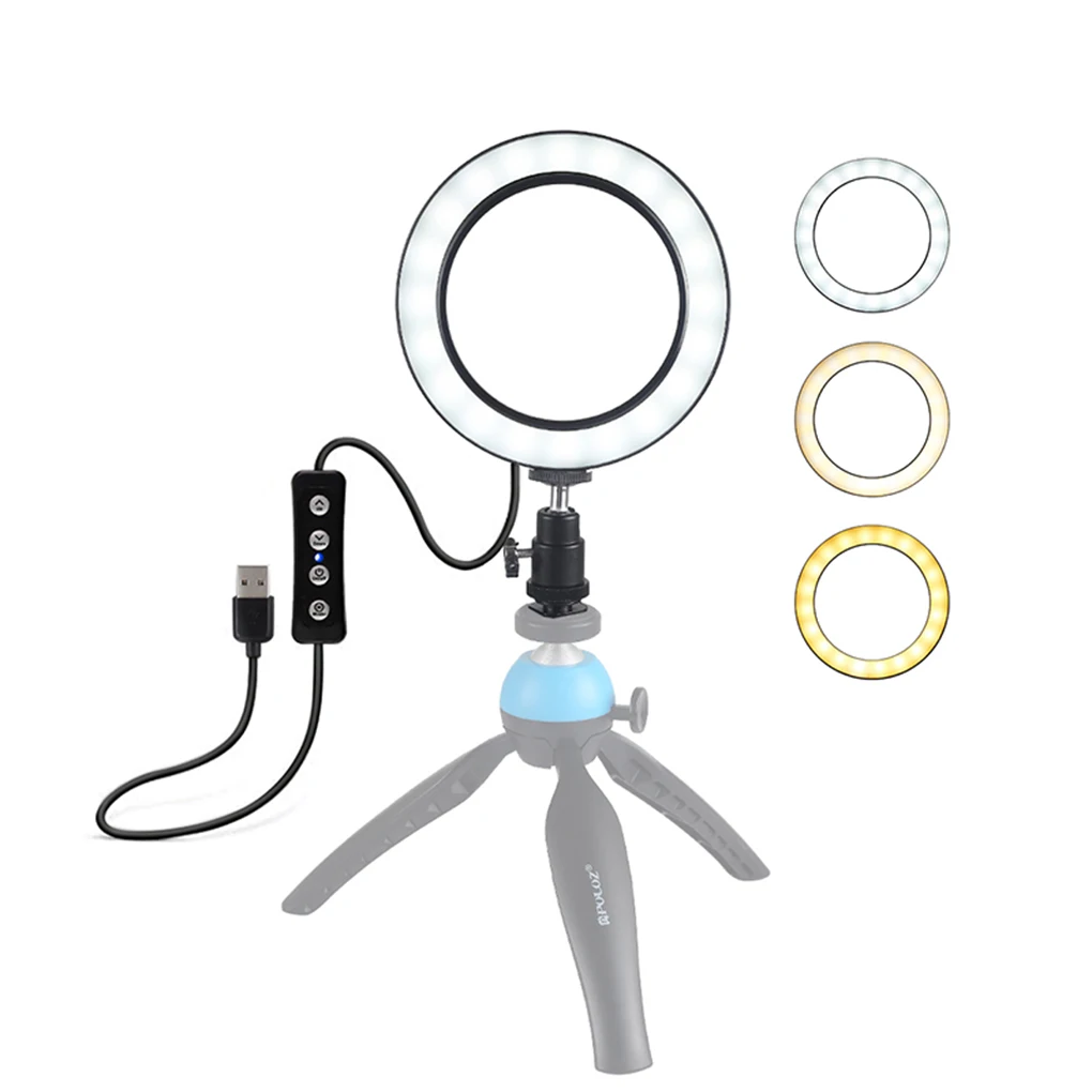 

New Phone Selfie USB LED Ring Light 3.5" Three-Color Photography Camera Lamp 10 Level Brightness