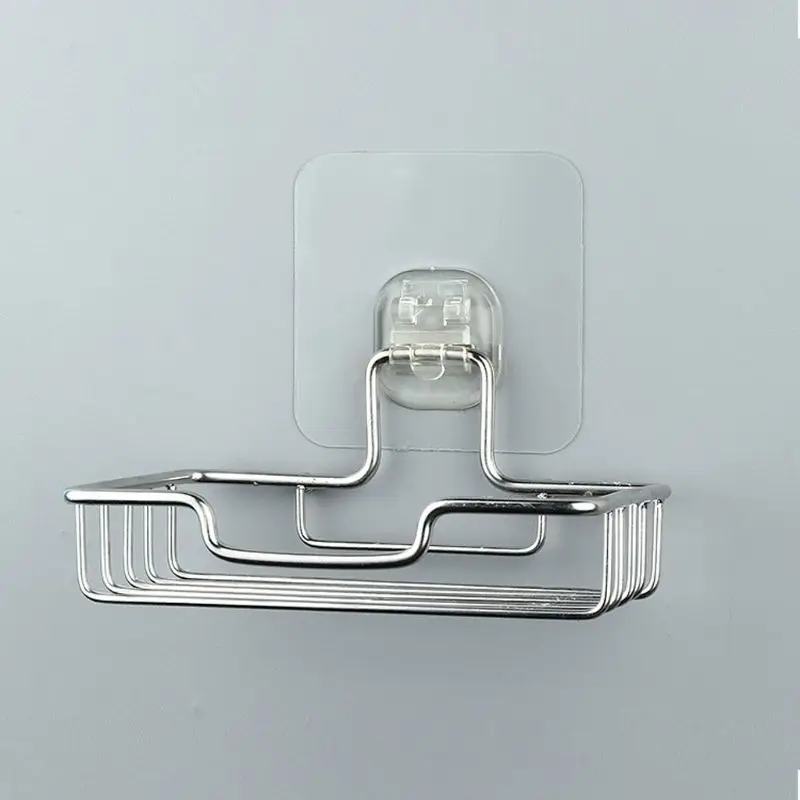 

Self Adhesive Stainless Steel Soap Dish Box Bathroom Shelf Storage Rack Holder For Home Kitchen