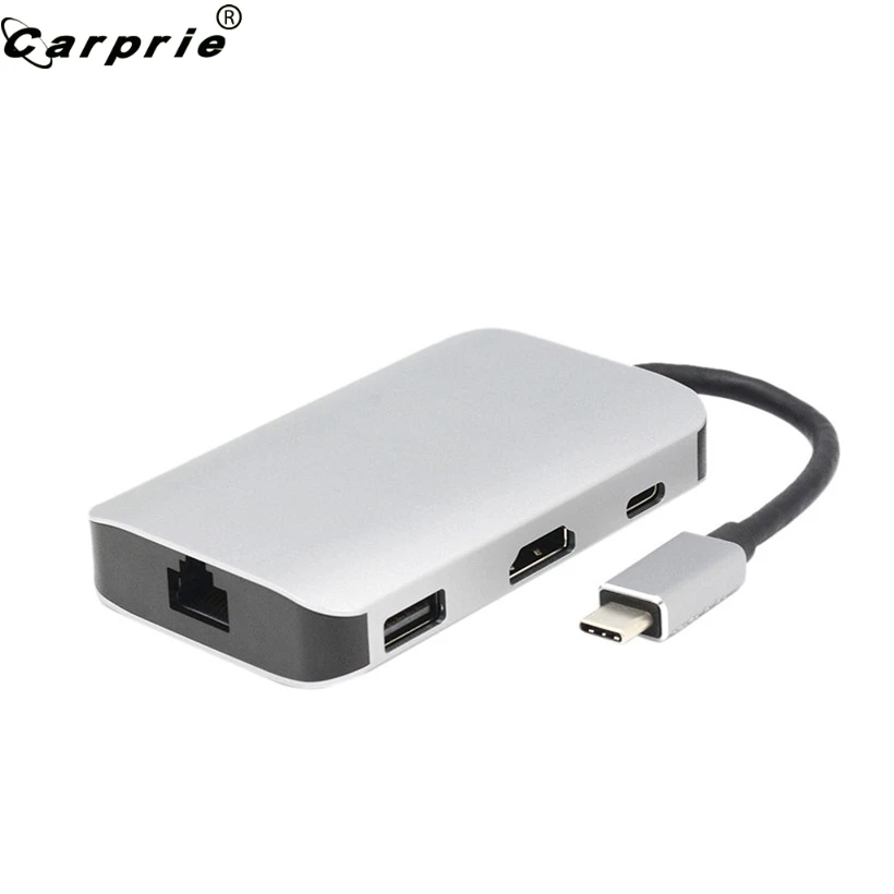 

CARPRIE Multi-function 8 in 1 USB HUB Type C to USB 3.0 USB 2.0 HDMI 4K RJ45 Adapter SD TF Card Reader HUB 81205