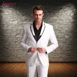 Linyixun 2018 Новая мода небольшой воротник Для мужчин Костюмы Slim Fit официальная Вечеринка Best мужчина дружки Свадебные Смокинги для женихов