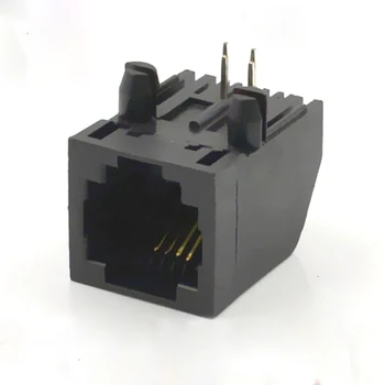

50pcs RJ11 Connector Communication Interface Telecommunications Socket 5722-6p4c Black Plastic Tail Oblique Type