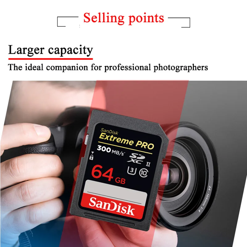 Высокоскоростная SD Карта SanDisk Extreme Pro 32 Гб 64 128 ГБ Class10 300 м/с U3|Карты памяти| |