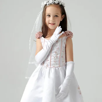 

Pearl inlaid Girls Gloves Sunscreen Long Gloves Children's Day Professional Gloves Dance Party Princess Dress Accessories Gloves