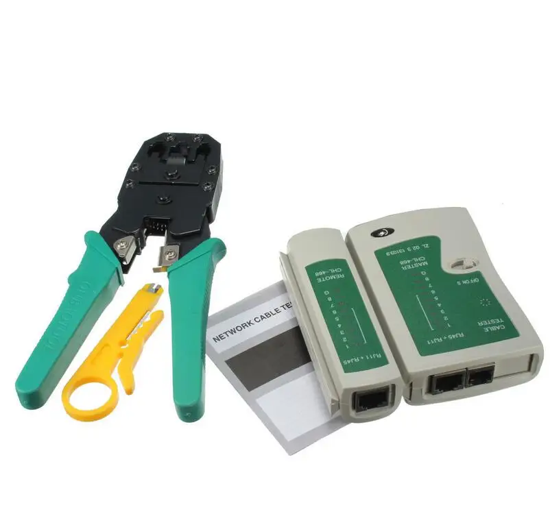 

Portable LAN Network Tool Kit Utp Cable Tester AND Plier Crimp Crimper Plier With Plug Wire Stripper Clamp PC Networking Tool