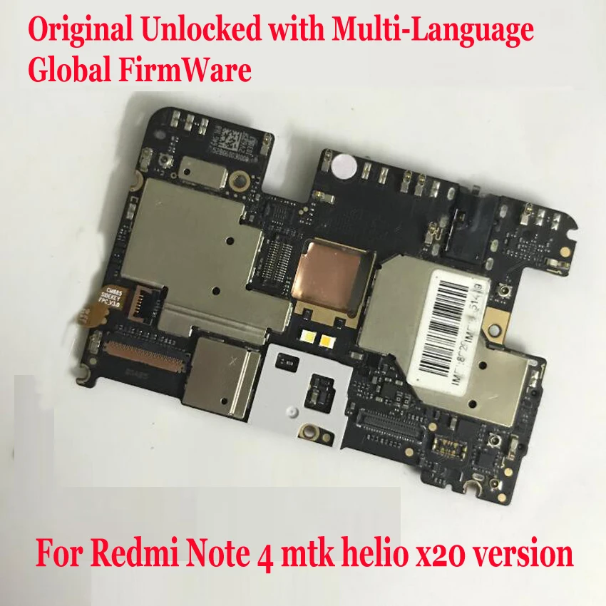 Оригинальный многоязычный разблокированная системная плата для Xiaomi Redmi Note4 Note 4 3 Гб 64 глобальная прошивка