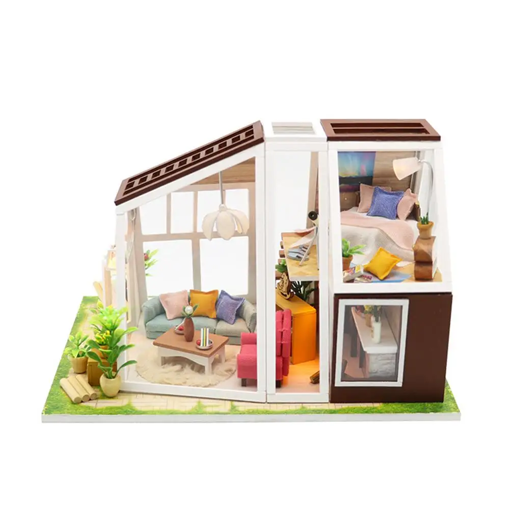 

Children DIY Puzzle Toy House 3d Small Cabin Educational Kids Gift Games Assemble Wood Building Cabin Model Wooden Toys For Kids