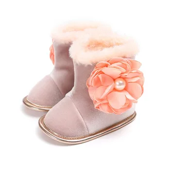 

Winter Warmborn Baby Girls Princess Winter Boots First Walkers Soft Floral Infant Toddler Kids Girl Footwear Shoes