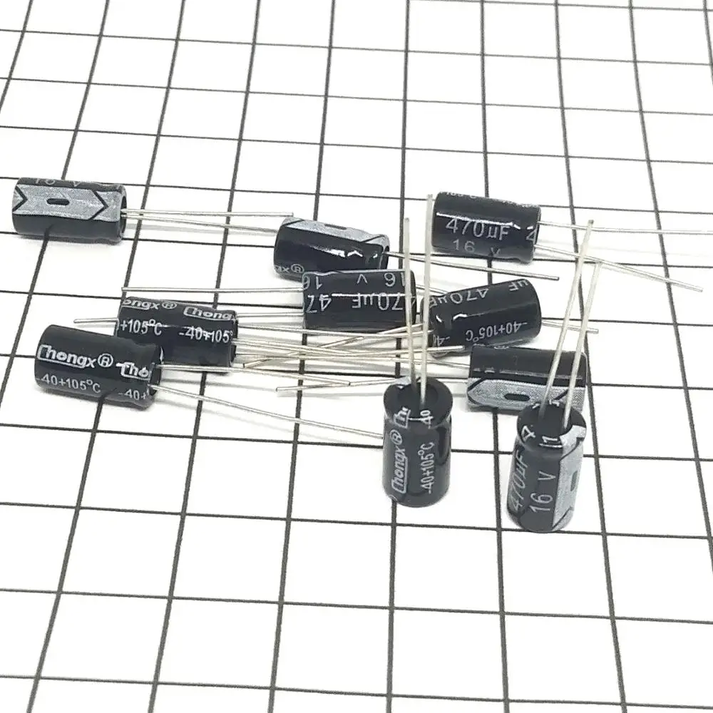 

50pcs X 100% baru Chengx 470 uF 16 V 6 X 12 aluminium Electrolytic kapasitor ...