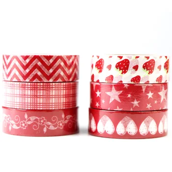 

1 Roll Red Strawberry Star Patterns Washi Tape Decoration Paper Masking Tapes Label Adhesive Tape DIY Scrapbook Sticker,15mm*10m
