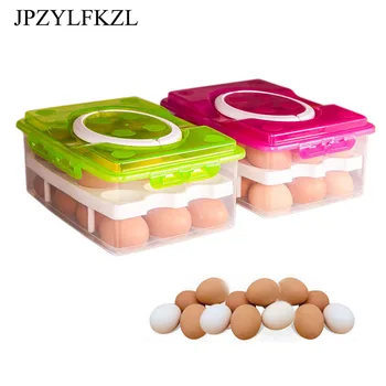 

24 Grid Egg Box Food Plastics Container Fridge Organizer Convenient Storage Boxs Double Layer Crisper Kitchen Storage Container
