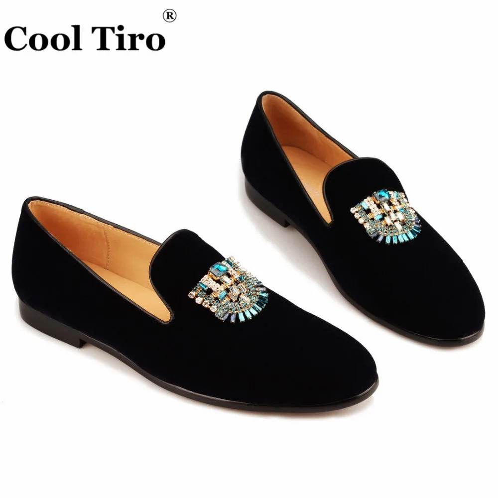 Navy VELVET SLIPPERS WITH CRYSTAL BROOCH (4)