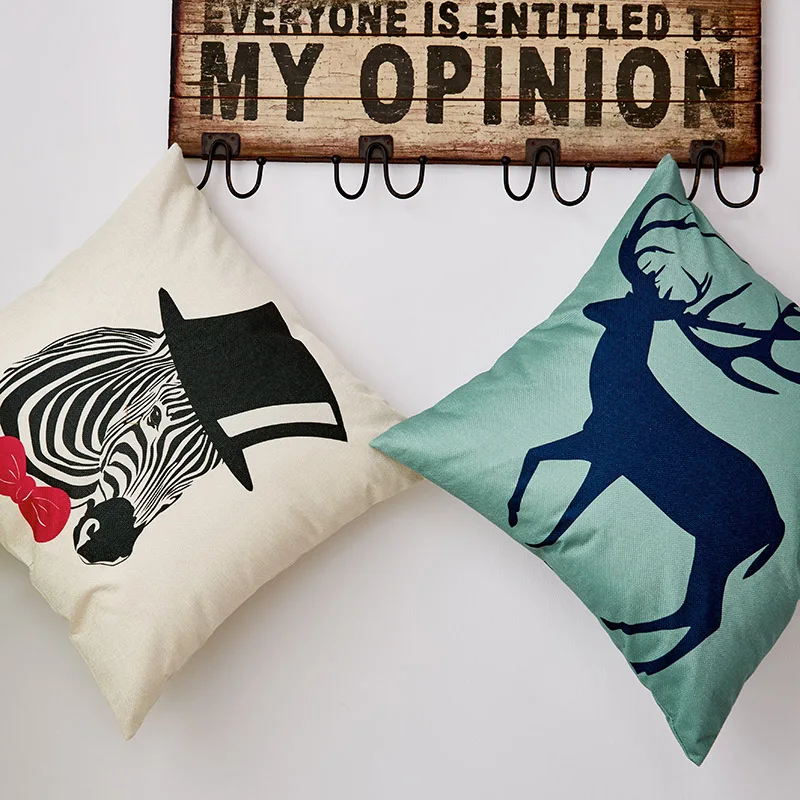 

Animal Cushion Cover 45*45 Throw Pillowcase Zebra Print Pillow Cover Sofa Home Decoration Kussenhoes For Living Room Home Decor