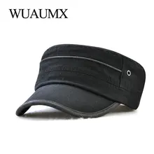 Wuaumx, повседневные мужские шапки в стиле милитари унисекс, хлопок, летняя кепка в стиле милитари с плоским верхом для женщин, армейская Кепка, одноцветная Кепка в стиле милитари