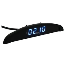 25 шт./лот Авто цифровые светодиодные электронные часы+ термометр+ Вольтметр 3 в 1(синий