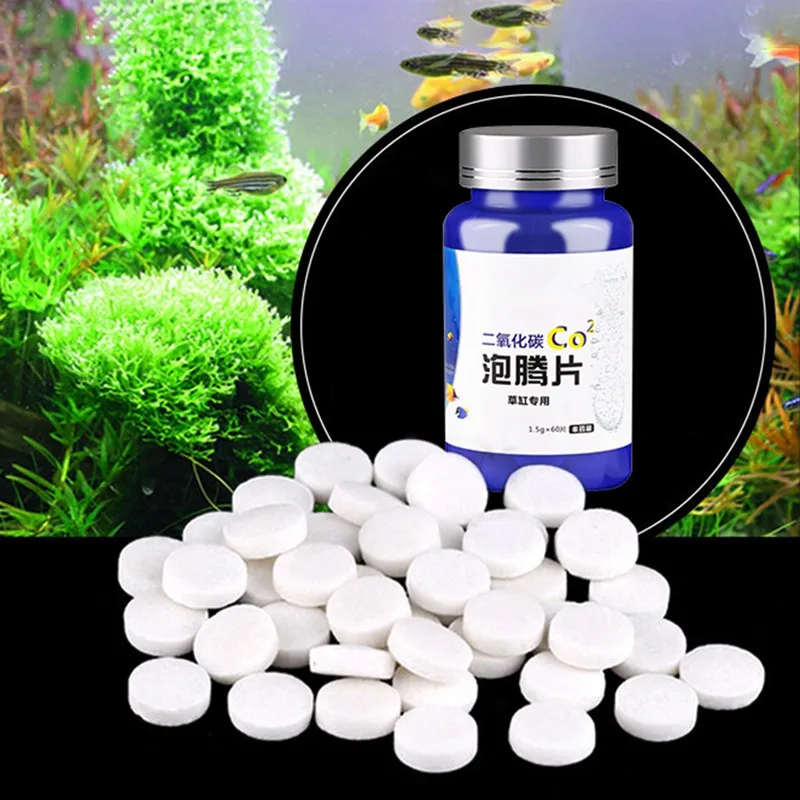 

60pcs CO2 Tablet for Waterweed Water Grass Aquarium Plants aquatic leaf float grass Carbon dioxide slice diffuser