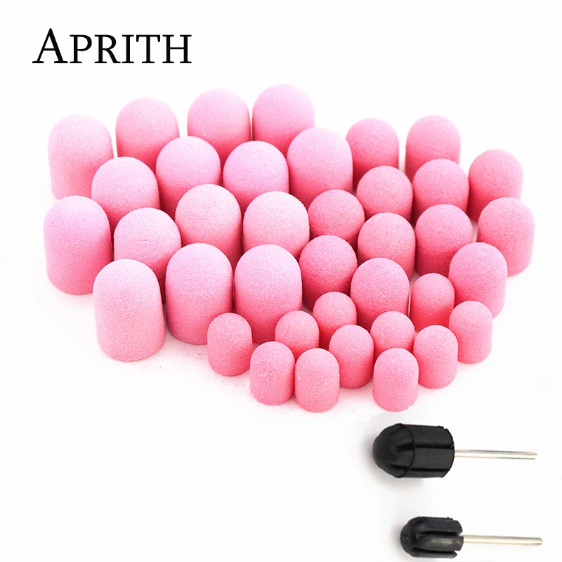 

20Pcs Plastic Base Pink Sanding Caps With Grip Pedicure Care Polishing Sand Block Drill Accessories Foot Cuticle Tool 13*19mm