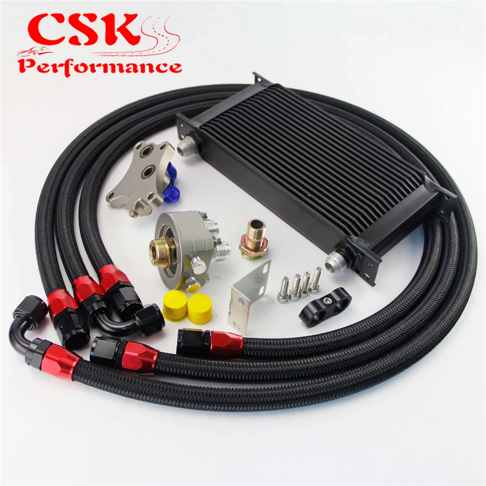 Best Price 19 Row 248mm AN10 Oil Cooler Kit Fits For Nissan Silvia S13 S14 S15 180SX 200SX 240SX SR20DET Black/Silver
