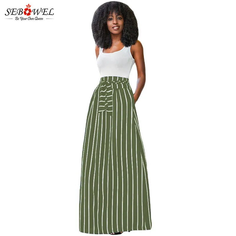 Olive-Green-Striped-Maxi-Skirt-LC65037-9-1