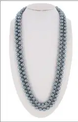 AAA 9-10 мм природный южного моря silve серый жемчужное ожерелье 38 дюймов 14 KGPG