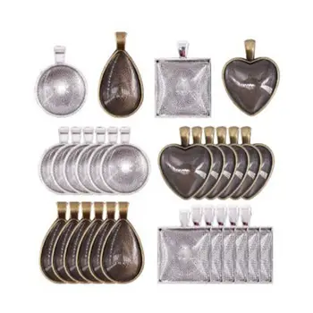 

48Pcs Pendant Crystal Tray Glass Convex Shape Clear Dome Jewelry Making