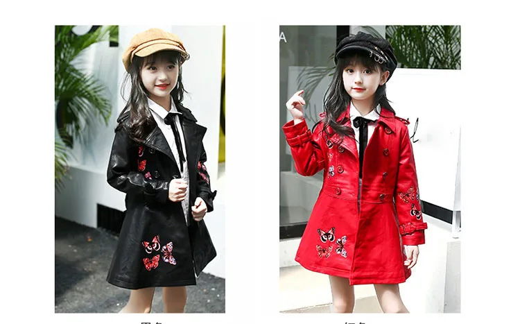 Christmas butterfly pattern children PU leather kids jackets girls trend coats jackets thick autumn winter jackets for girls   4 5 6 7 8 9 10 11 12 13 14 15 years little big girls  kids girl coat girl jacket leather 2017  trench coat (9)