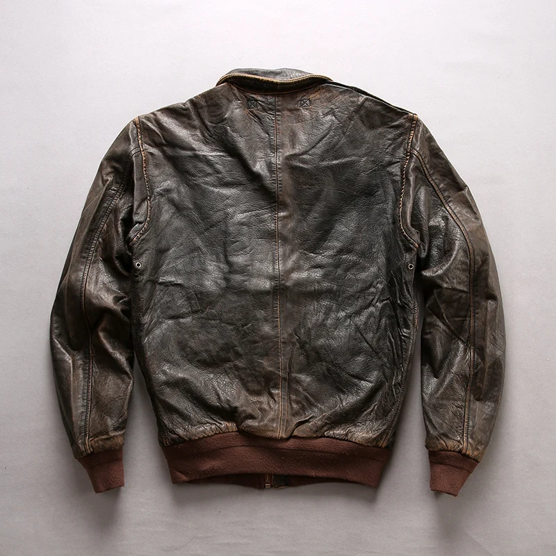 Blog Read Description! Asian size air force flight A1 pilot sheep leather jacket high quality genuine sheep leather A1 jacket M6070