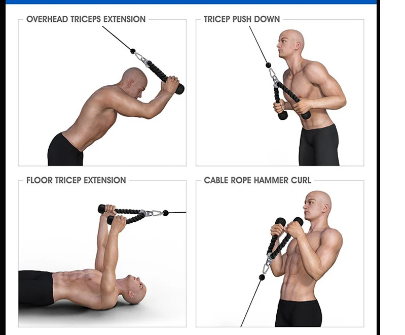 Трицепная веревка для брюшного хрусталя кабельный латексный бицепс тренировка тяги оборудование Бодибилдинг для тренажерного зала тренировка
