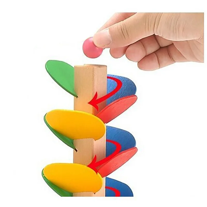 

Leaves Ball Run Track Game Toy Wooden DIY Mini Tree Baby Kids Educational Toy Blocks toys for children