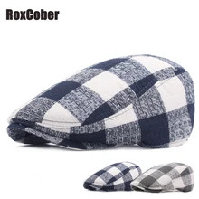 RoxCober весна лето кепка газетчика винтажная плоская кепка таксиста кепка мужская женская модная шляпа в стиле Гэтсби Гольф вождения Регулируемый головной убор в клетку