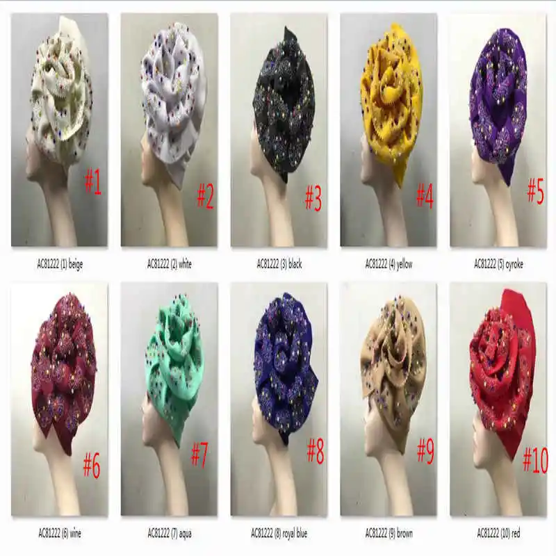 2019 Новое поступление нигерийский головной убор gele aso oke Auto Gele с бисером красивый