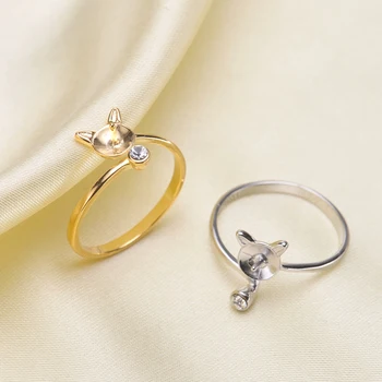 

Ring Mount Pearl Accessories Adjustable Size 925 Sterling Silver Ring Jewelry DIY No Pearl