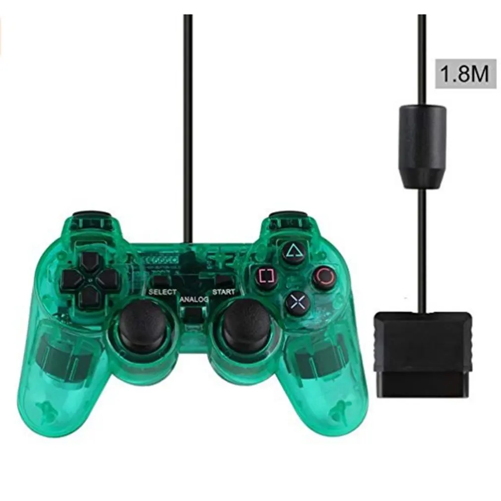 Проводные контроллеры геймпады для sony PS2 Playstation 2 Dual Shock консоль для видеоигр джойстик геймпады длинный кабель джойстик - Цвет: green