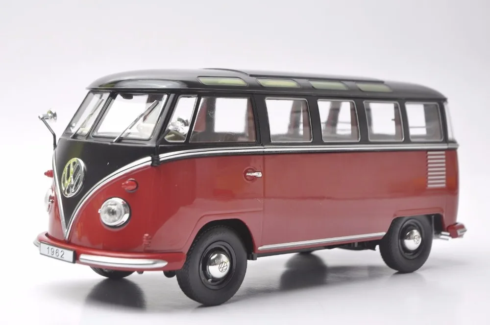 118 Diecast Model for Volkswagen VW T1 Samba 1962 Red&Black Bus Kombi