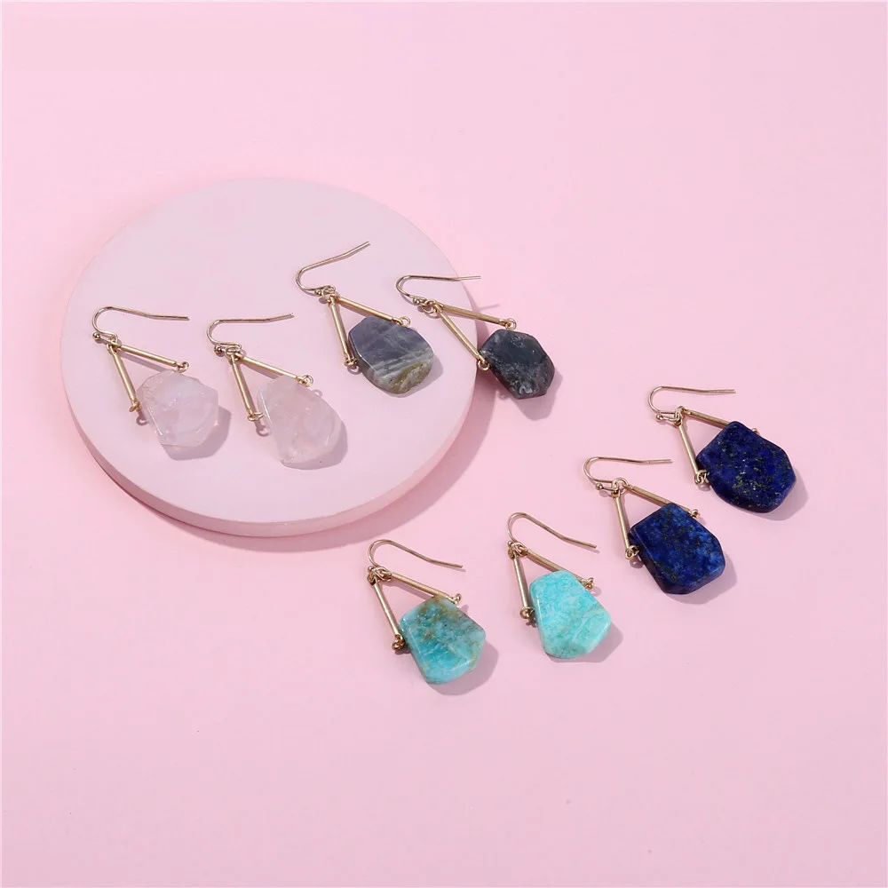 

Artilady quartz stone earring healing stone dangle earrings geometric earring for women jewelry gift