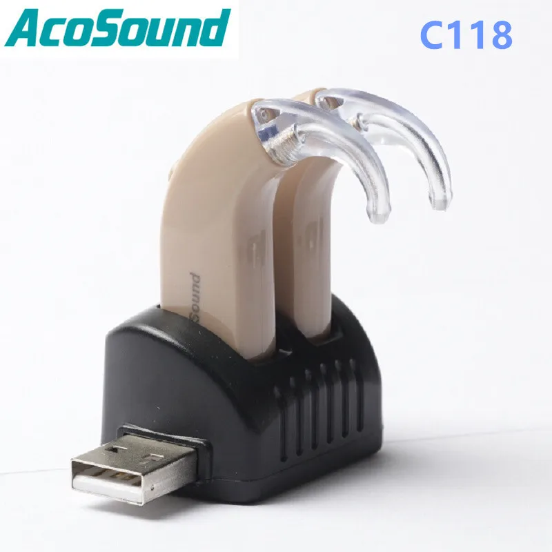 

Acosound USB Rechargeable Hearing Aid 1 Pair cheap powerful Sound Amplifier For The Elderly Portable BTE Deaf Ear Care